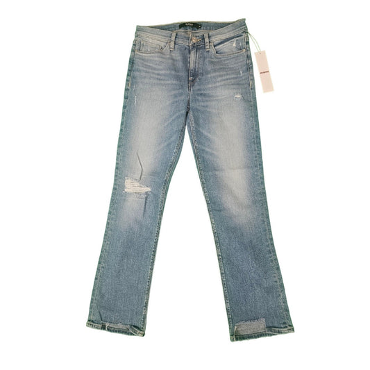 New Womens Hudson Jeans |size 26| Nico Mid-Rise Straight Ankle |  Blue Distress