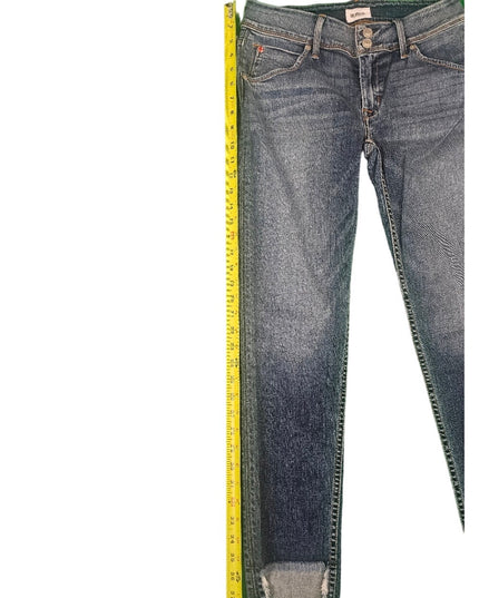 New Womens Hudson Jeans | 27 Mid-Rise Cat Skinny | Fringe Cut Out Bottom |  Blue