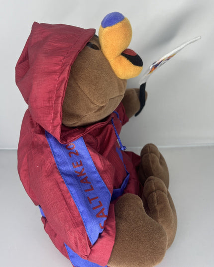 2002 Salt Lake City Olympic Official Mascot Bear w/Flag In Joggers