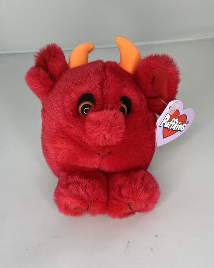 Swibco Puffkins Red the Devil Plush 4.5" Limited Edition Vintage 1994