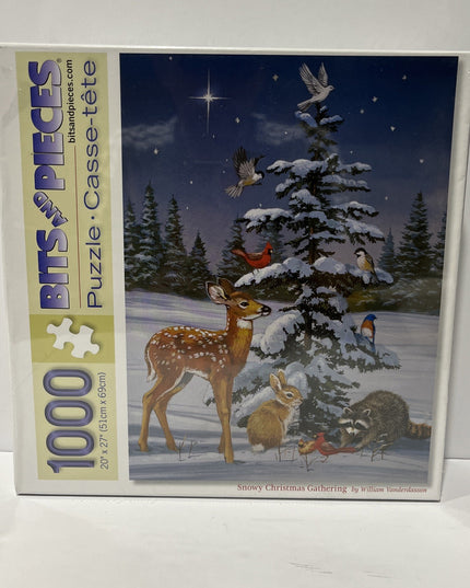 Bits and Pieces Snowy Christmas Gathering by William Vanderdasson 1000 Pc Puzzle