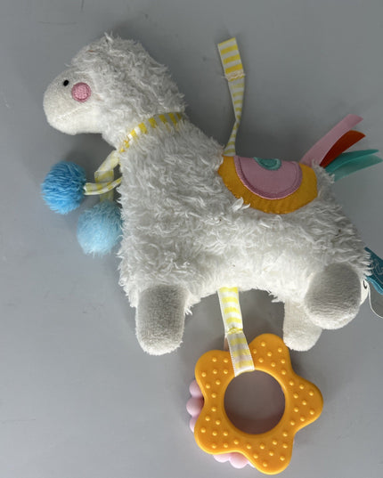 Manhattan Toy White Llama Baby Plush Teether Toy Stuffed Animal Alpaca 7” Bell