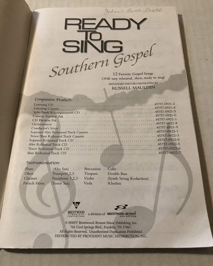 Ready to Sing Southern Gospel: 12 Favorite Gospel Songs, Vol. 1