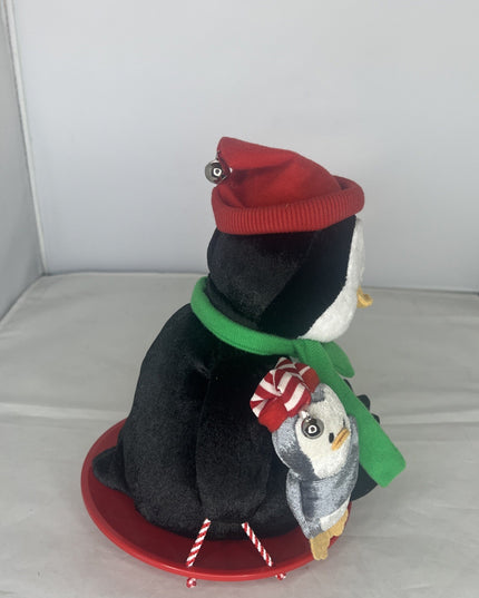 Hallmark Snowtime Jingle Pals Plush Penguin Animated Sledding Musical Works