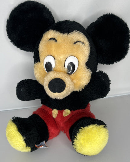 Walt Disney Mickey Mouse Stuffed w Shredded Clippings Ground Nut Shells Vintage