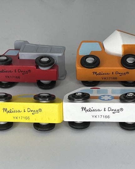 Lot Of Four Melissa And Doug Wooden Play Cars