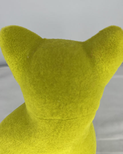 Sitting Flocked Green-Eyed Lime Green Cat