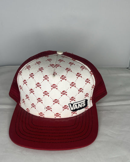Vans Crossbones Trucker Hat SnapBack - Red And White