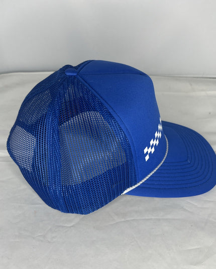 VANS~Mens Hat Blue Snapback Trucker Rope Brim Mesh White Checkered~Otto Cap