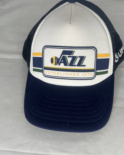 UFS Utah Jazz Snapback Hat - White And Blue - Mesh Back