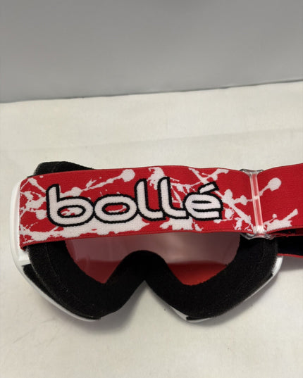 BOLLE SNOWBOARDING SKI GOGGLES, PINK LENS, WHITE FRAMES, YOUTH ADJUSTABLE STRAP.