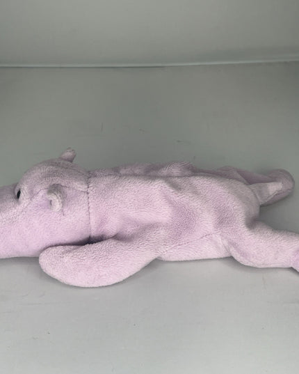 VTG Ty Beanie Babies Happy The Hippo 1993 Purple Bean Bag Stuffed Animal 9”