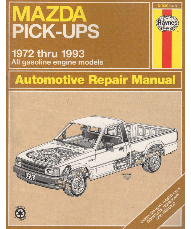 1972-1993 HAYNES MAZDA PICK-UPS AUTO REPAIR SERVICE 267 (123)