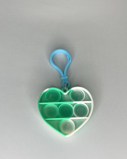 Silicone Heart Shaped Fidget Popper Toy With Keychain