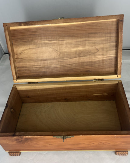 Wooden Jewelry Box Colonial Scene Decorated