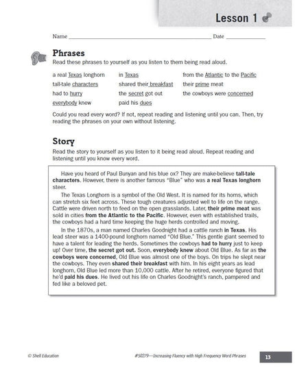 Increasing Fluency with High Frequency Word Phrases Grade 4