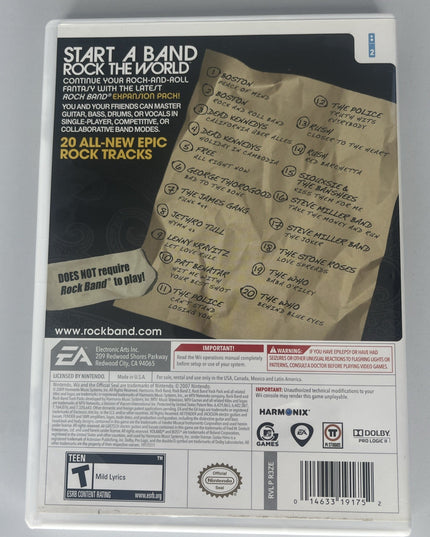 Rock Band Track Pack Classic Rock Nintendo Wii 2009 Game