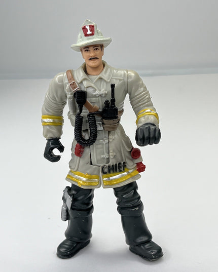 Chap Mei Fire Chief Plastic Action Figurine Fireman Posable Arms Legs