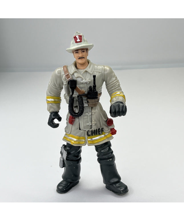 Chap Mei Fire Chief Plastic Action Figurine Fireman Posable Arms Legs