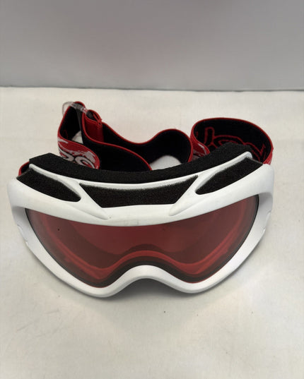 BOLLE SNOWBOARDING SKI GOGGLES, PINK LENS, WHITE FRAMES, YOUTH ADJUSTABLE STRAP.