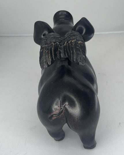 Pig with wings decorative wood sculpture