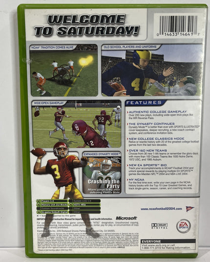 Antique NCAA Football 2004 XBOX Game EA Sports