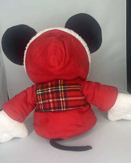 Mickey Mouse 2011 Disney Store Winter Red Plaid Hooded Jacket Coat