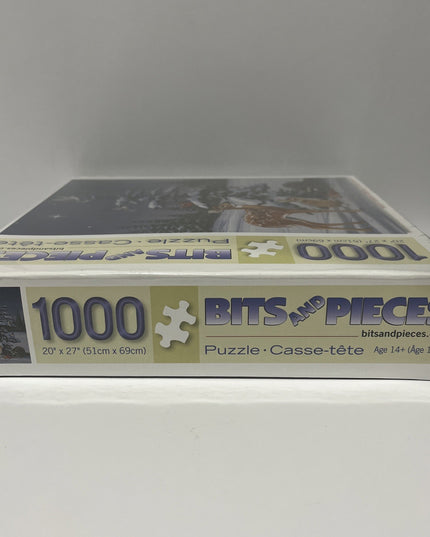 Bits and Pieces Snowy Christmas Gathering by William Vanderdasson 1000 Pc Puzzle