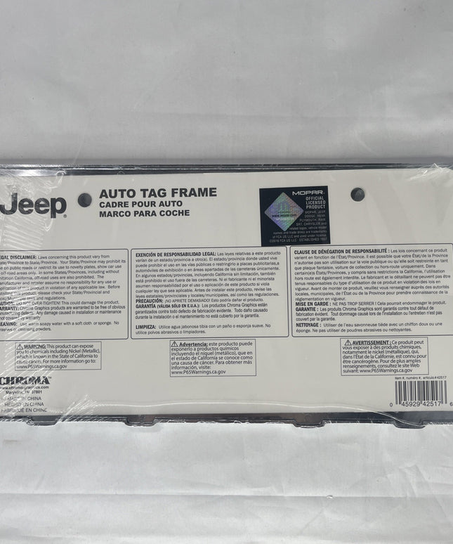 Chroma Graphics Jeep Grille & Bumper License Plate Frame