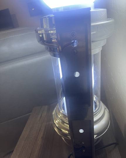 Barber Pole Black White LED Light,Traditional Barber Pole, Rotating