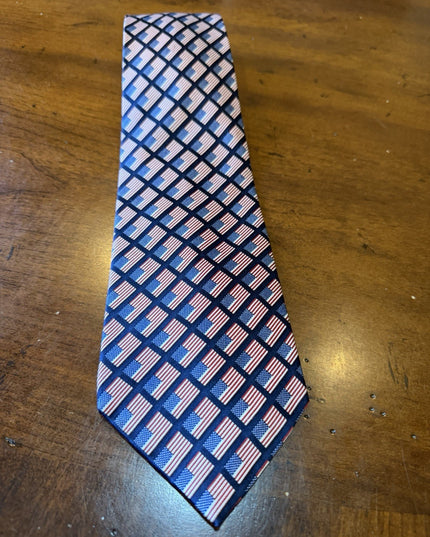 STONEHENGE X JIMMY V MENS 100% SILK AMERICAN FLAG DESIGN NECKTIE