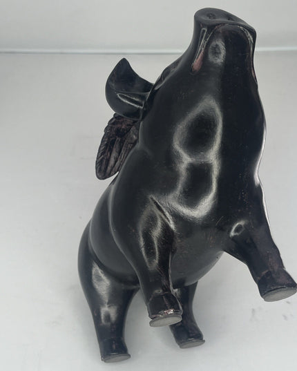 Pig with wings decorative wood sculpture