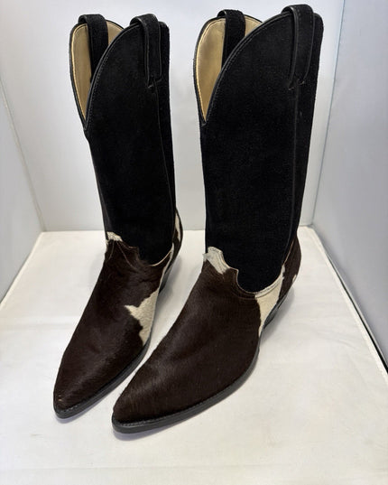 Code West By Dan Post Vintage Hair On Hide Cowboy Boots Womens 10 D Beautiful
