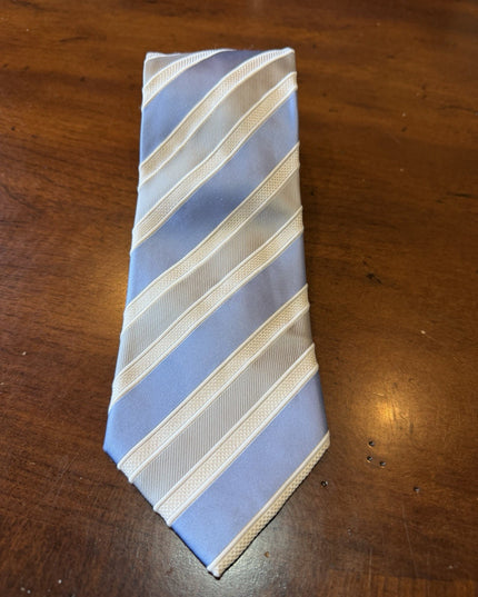 DONALD TRUMP Signature Collection Silk Necktie STRIPED Blue And Silver.