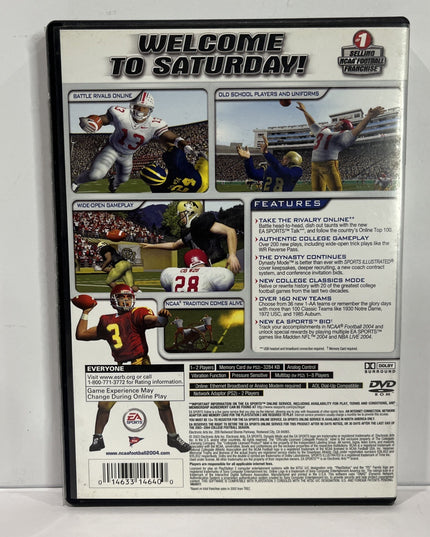 NCAA Football 2004 (Sony PlayStation 2, W/ Game Disc, Manual & Box