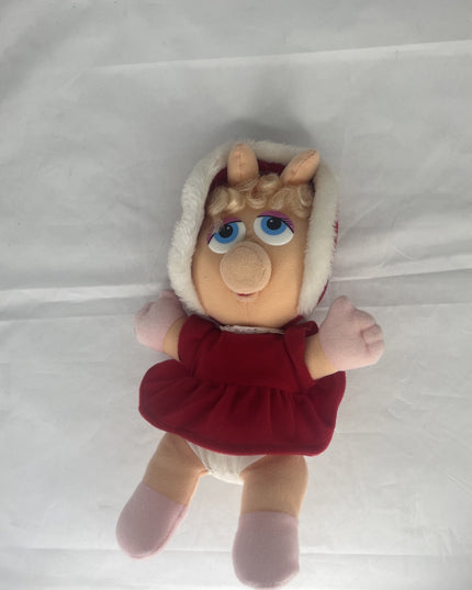 Vintage 1987 Henson Baby Miss Piggy Muppet Babies Christmas Plush 10”