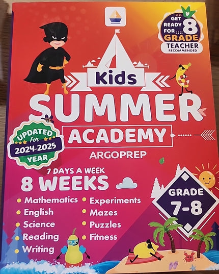 Kids Summer Academy by ArgoPrep - Grades 7-8: 8 Weeks of Math, Reading, Science,