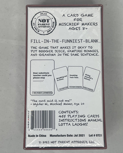 Not Parent Approved Card Game