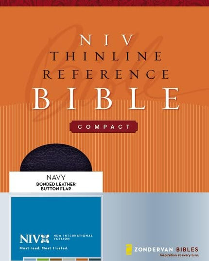 The Holy Bible: New International Version, Navy, Bonded Leather, Button Flap, C