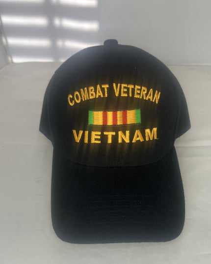Combat Veteran Vietnam Ribbon Hat - Black