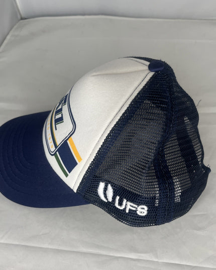 UFS Utah Jazz Snapback Hat - White And Blue - Mesh Back