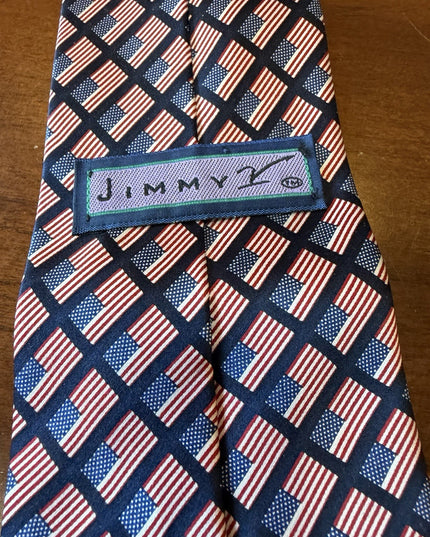 STONEHENGE X JIMMY V MENS 100% SILK AMERICAN FLAG DESIGN NECKTIE