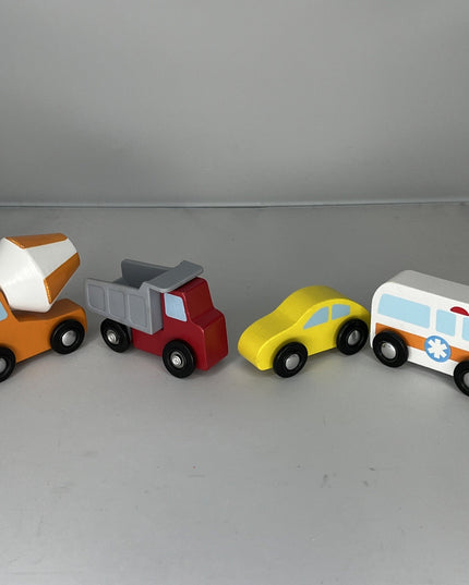 Lot Of Four Melissa And Doug Wooden Play Cars
