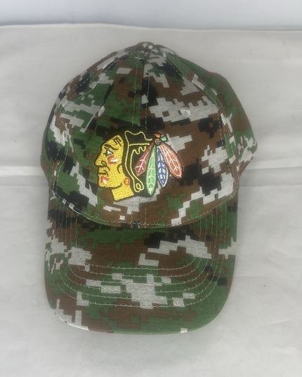 NHL Chicago Blackhawks Hat Cap Camo Strap Back Embroidered Logo Kick 10 Pro Gear