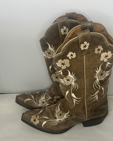 JB Dillon Boots - Womens 7B - Brown With Flowers - Style 252803