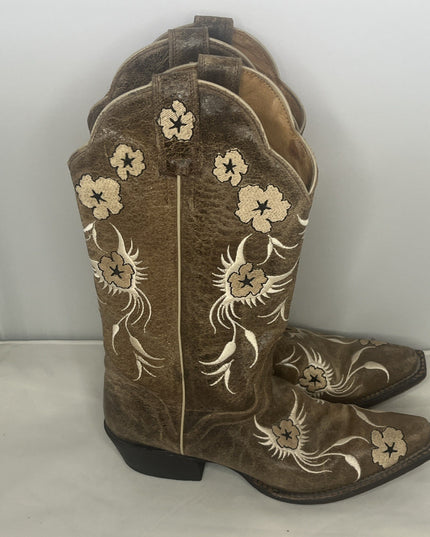 JB Dillon Boots - Womens 7B - Brown With Flowers - Style 252803
