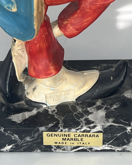 DEPOSE hat-tipping clown statue on marble base, #945