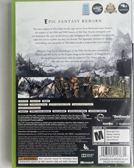 Elder Scrolls V Skyrim - Microsoft Xbox 360