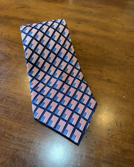 STONEHENGE X JIMMY V MENS 100% SILK AMERICAN FLAG DESIGN NECKTIE