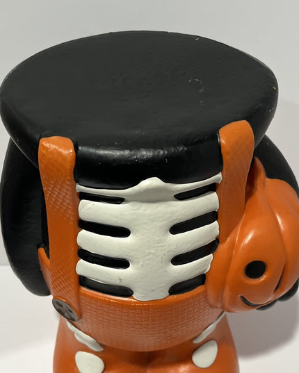 PAC Blow Mold Skeleton With Overalls Candy Bowl Pumpkin Stand Halloween (E)